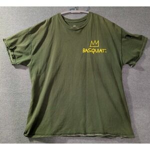 Jean-Michel Basquiat Graphic‎ T Shirt XL Olive Green Distressed Art Tee Fade